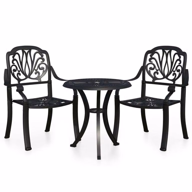 Set da Bistrot 3 pz in Alluminio Pressofuso Nero