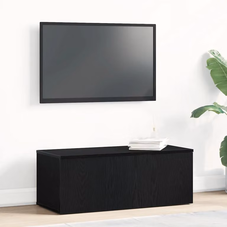 Mobile TV vidaXL moderno in legno ingegnerizzato e rovere, colore nero, L 80 cm x P 34 cm x H 30 cm