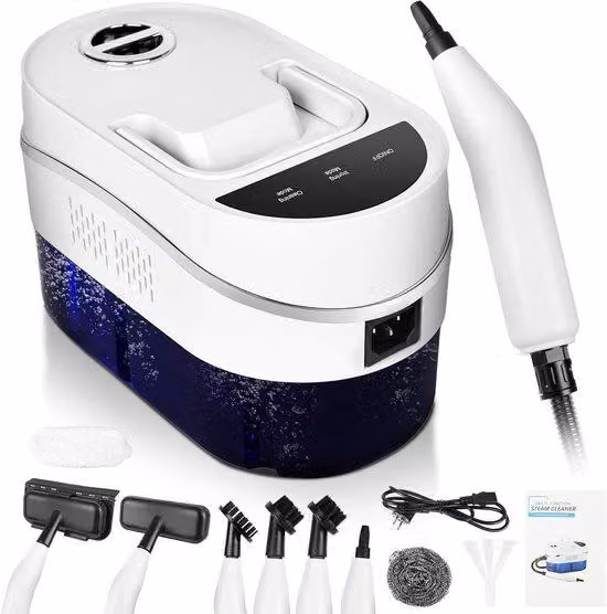 Idropulitrice - Pressione: 3,5 bar, tempo di riscaldamento: 15 s, potenza: 2500 W, serbatoio: 1,2 l, idropulitrice con 8 accessori per cucina, auto, casa, ufficio, effetto luce blu, antibatterica