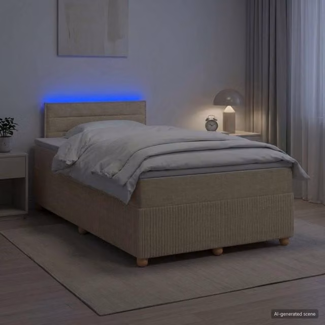 Letto box spring con materasso Crema 120 x 190 cm Tessuto 3452881