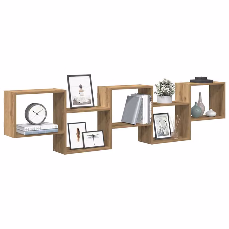 Scaffale a Cubo da Parete vidaXL con 5 Scomparti in MDF Marrone Moderno