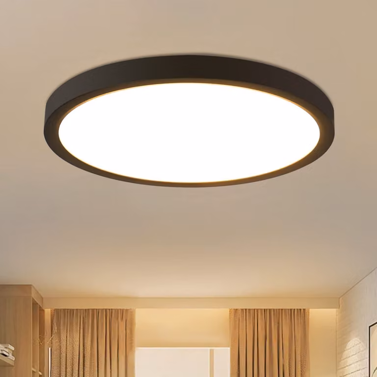ZMH LED plafoniera nera piatta IP44 22cm bianco caldo 15W illuminazione a soffitto per camera da letto cucina corridoio