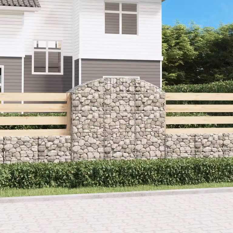 Cesto Gabbione ad Arco vidaXL in Acciaio Zincato Grigio L: 150 cm, P: 50 cm, H: 140/160 cm