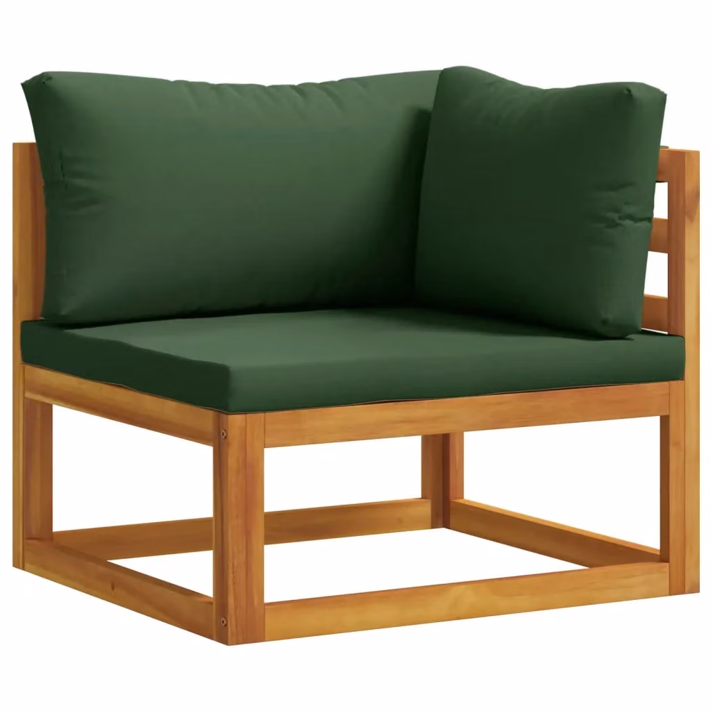 Divano angolare sezionale da giardino vidaXL in legno di acacia con cuscini verdi – 2