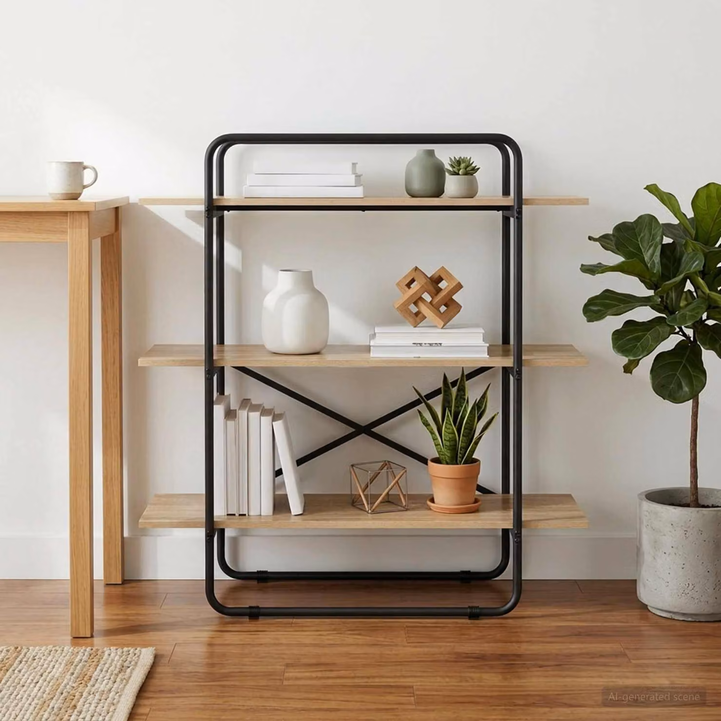 Libreria vidaXL a 3 livelli in stile industrial, colore marrone, L 100 cm x P 35 cm x H 105 cm