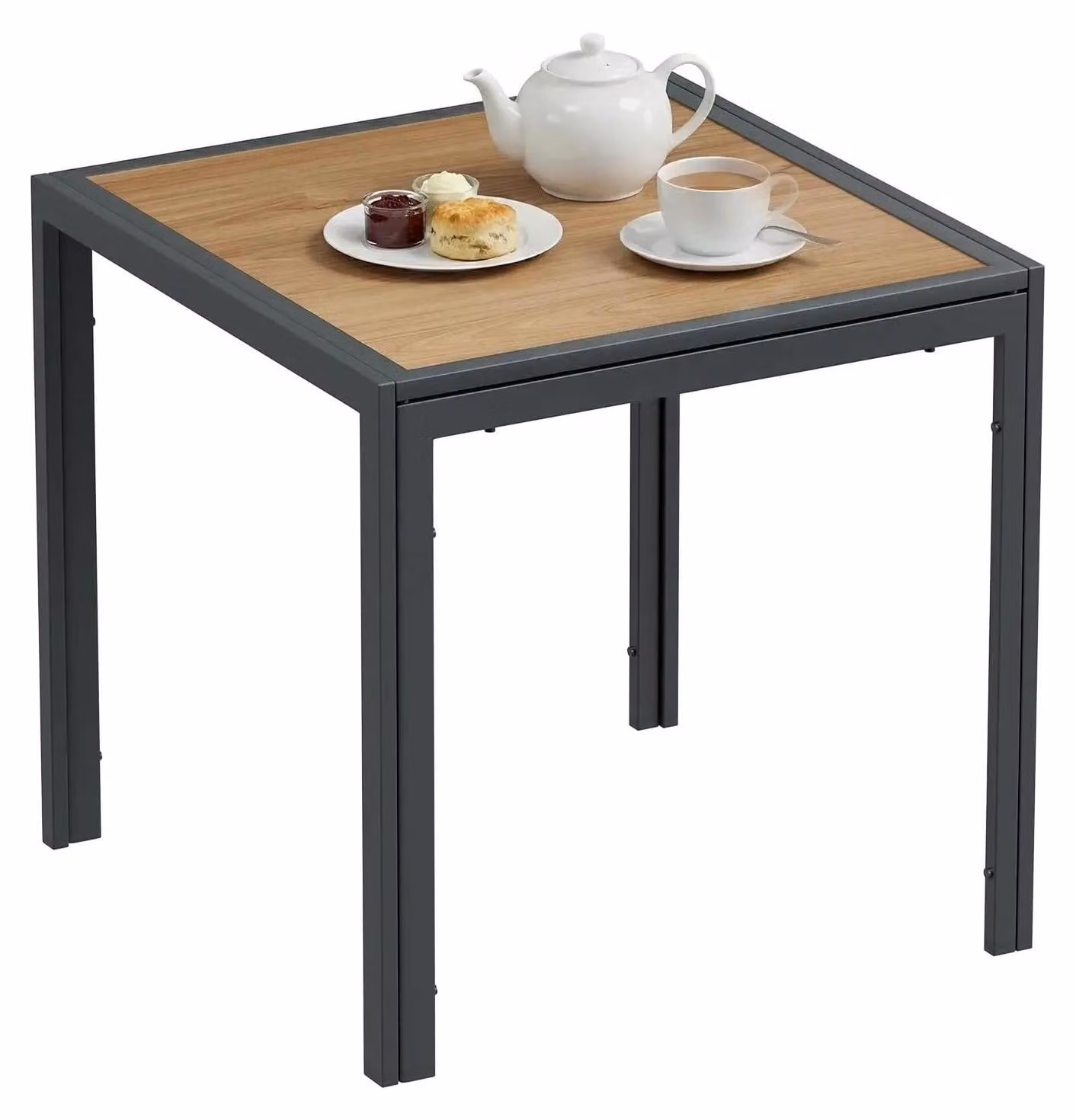 Tavolo da giardino, tavolo da balcone - Tavolo quadrato per terrazza, dimensioni 75x75x72 cm - Struttura in metallo - Piano del tavolo antiscivolo - Ideale per piccoli balconi - Colore grigio