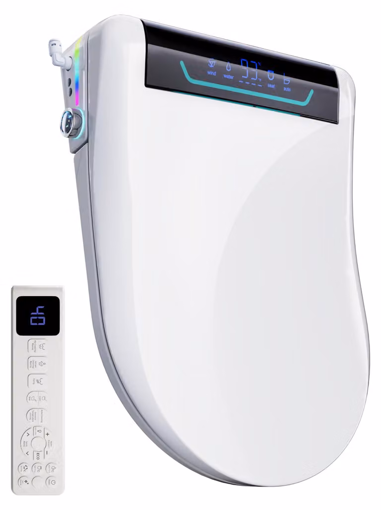 Copertura per WC intelligente con funzione bidet, riscaldata, con chiusura automatica e telecomando