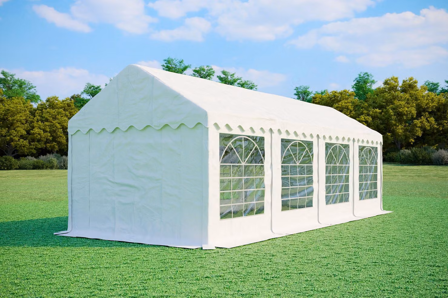 Tenda per eventi, dimensioni 3x8 metri, PVC PREMIUM, 500 g/m², colore bianco
