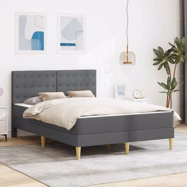 Struttura letto con materasso Grigio Scuro 120 x 200 cm Tessuto 3415104