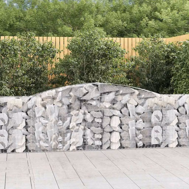 Set di 20 cesti gabbioni ad arco vidaXL in acciaio zincato grigio, L: 400 cm, P: 30 cm, H: 80-100 cm