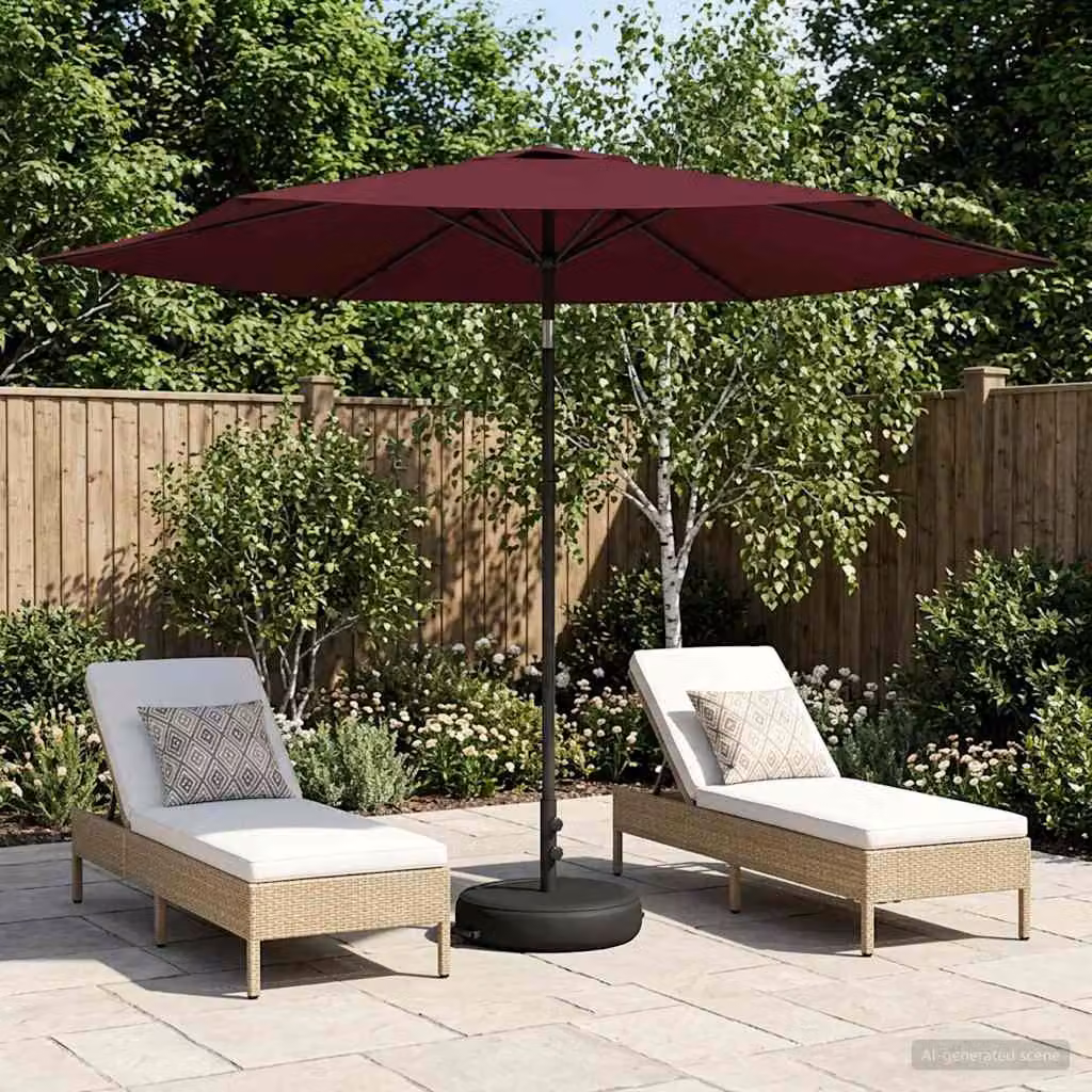 vidaXL Parasole da Giardino Rosso in Poliestere e Acciaio con Base Rettangolare 3 x 3 m