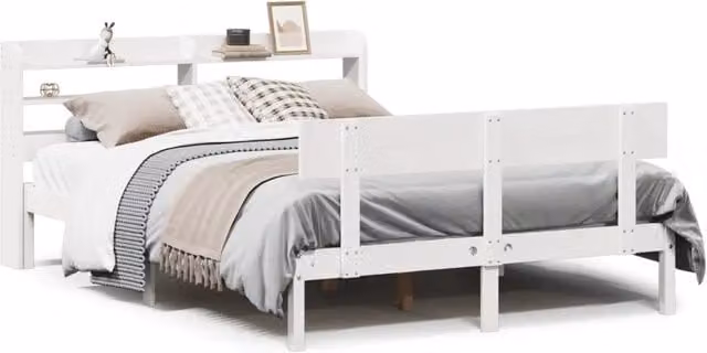 Letto matrimoniale | Letto per adulti | Letto senza Materasso Bianco 140x200 cm Legno Massello di Pino