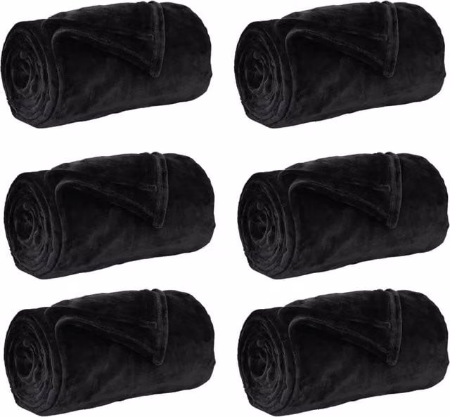Coperte da Pile 6 pz Nero 220 x 240 cm Panno