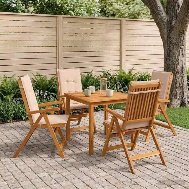 Set da pranzo da giardino vidaXL in legno di acacia oliato, 5 pezzi, 4 posti, beige – 1
