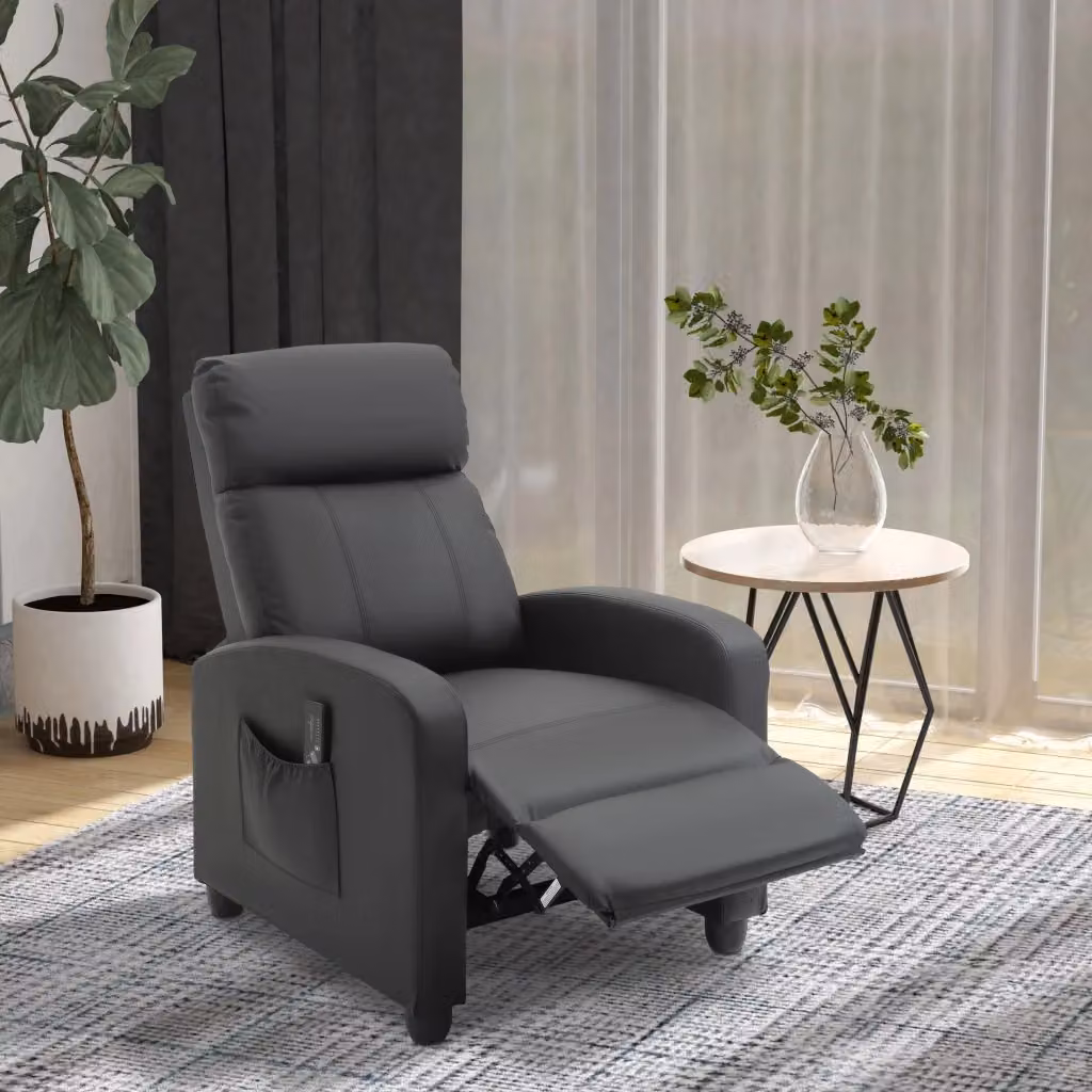 Poltrona Relax Massaggiante GIORDANOSHOP in Similpelle Nera con Telecomando L: 68 cm, P: 88 cm, H: 98 cm – 2