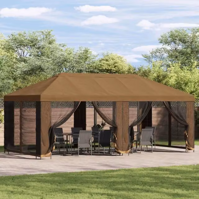 Gazebo da giardino con pareti laterali 6 x 3 m Beige 3376019