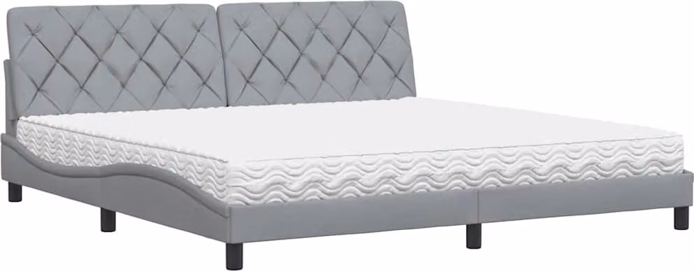 Letto con Materasso Grigio Chiaro 200x200 cm in Tessuto