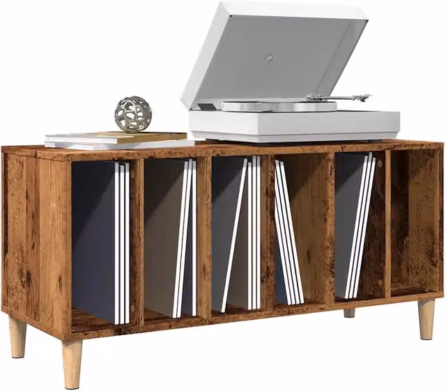Mobile Porta Dischi vidaXL in Legno Antico Marrone L: 100 cm, P: 38 cm, H: 48 cm – 1