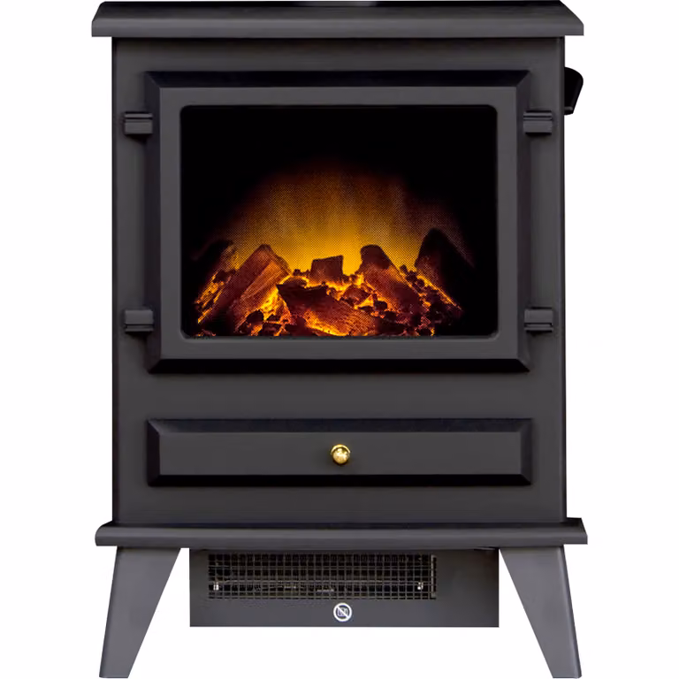 Caminetto elettrico Adam Hudson nero, a libera installazione, dimensioni 54,6 cm x 41 cm x 31 cm, effetto fiamma LED, 0,9kw - 1,8kW