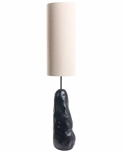 Beliani Lampada da terra con base in ceramica e paralume regolabile in tessuto stile organico nero