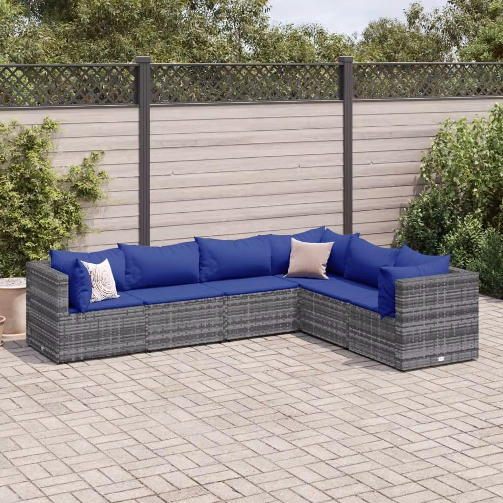 Maison Exclusive - Set da giardino 6 pezzi con cuscini grigio in polyrattan