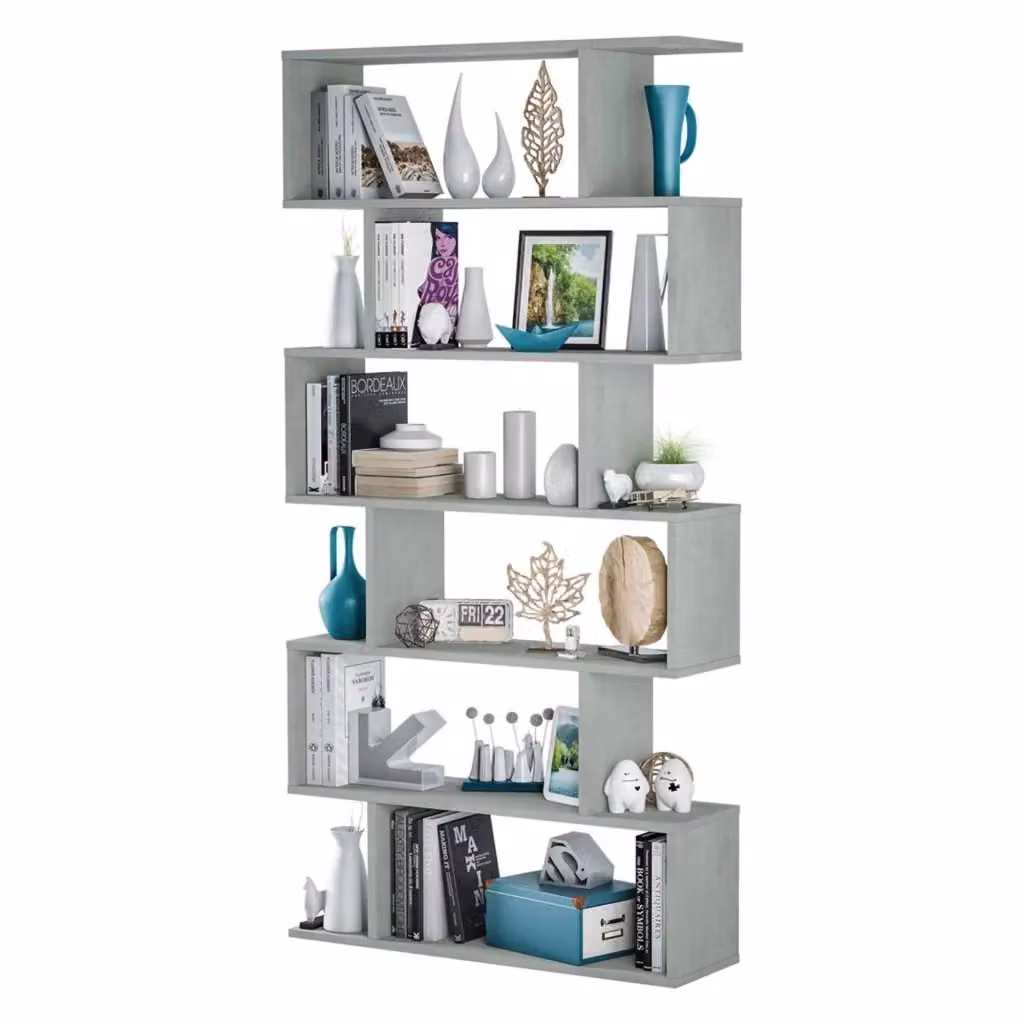 Libreria Ataman DMORA, Mobile portalibri bifacciale con 5 ripiani, Scaffale divisorio moderno Grigio, L: 80 cm, P: 24 cm, H: 192 cm – 2