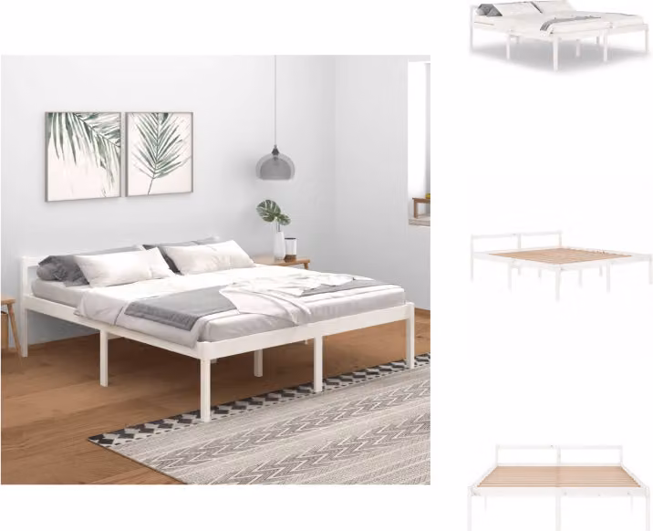 vidaXL Letto Senior bianco 180x200 cm in legno di pino massiccio - Letti & strutture letto