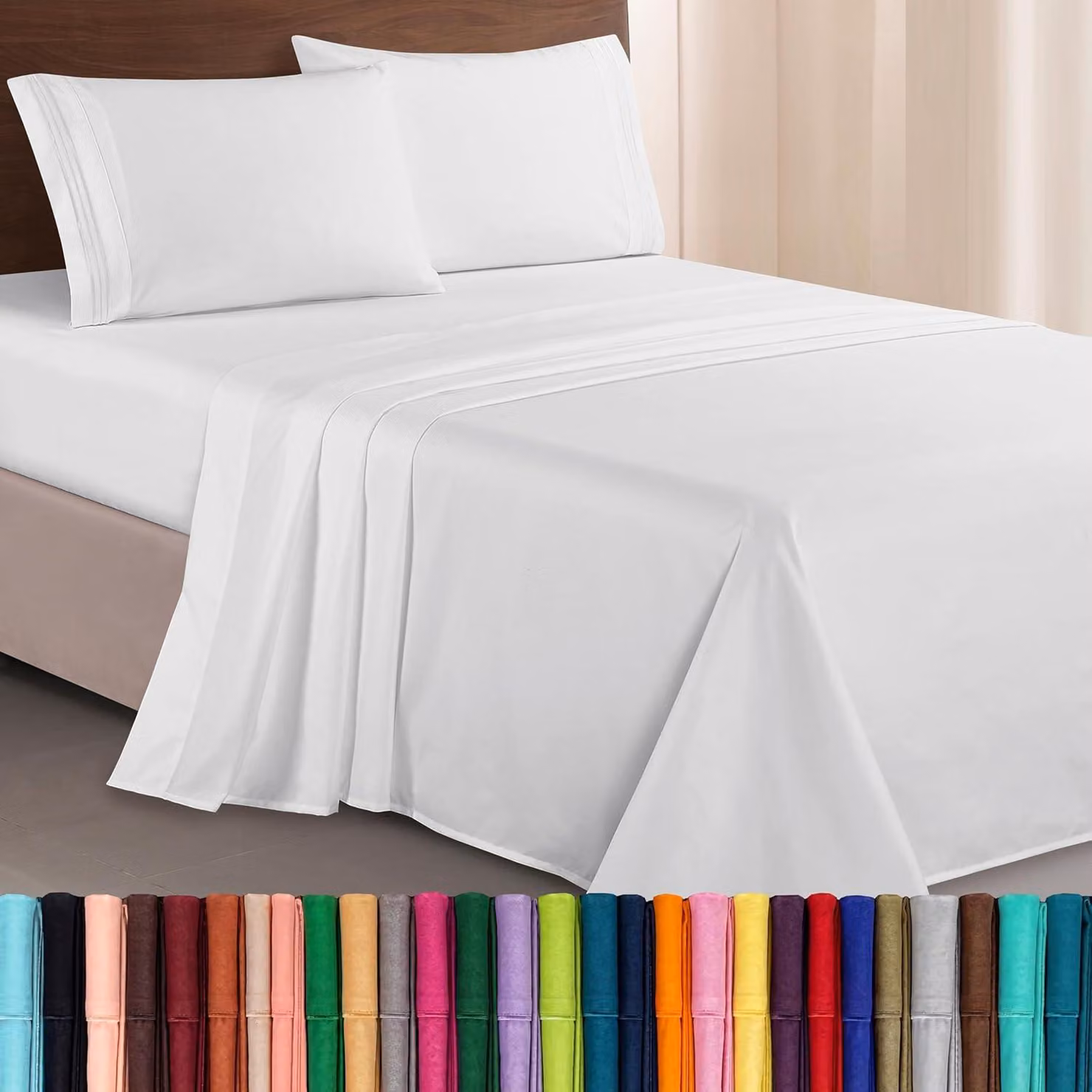 Set di lenzuola "Elegant Comfort Luxe" da 4 pezzi, in microfibra di alta qualità, con ricamo a tre fili, estremamente morbido, resistente alle pieghe e allo sbiadimento, formato king size