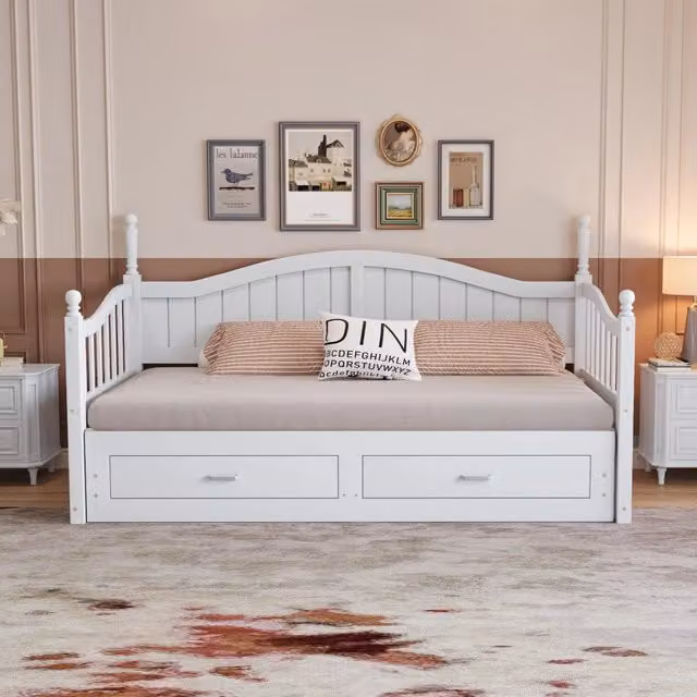 letto divano in legno bianco 97 x 197 cm