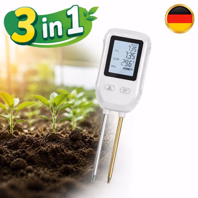 Tester per terreno 3-in-1 con display LCD digitale, per misurare il pH e l'umidità del terreno, ideale per piante