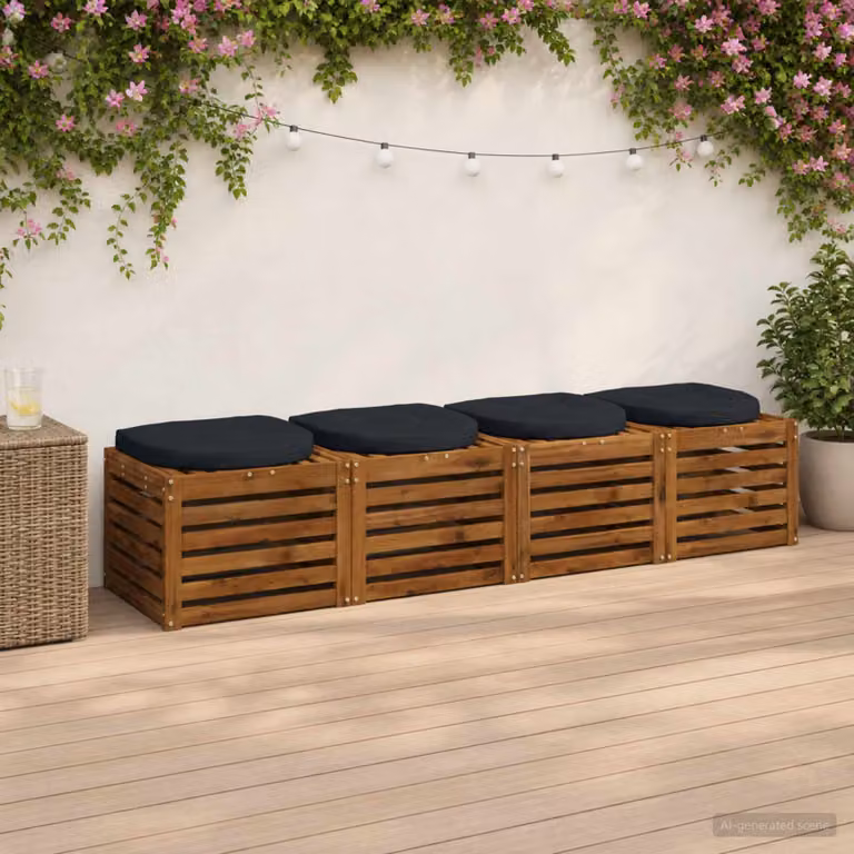 Set di 4 cuscini per sedia vidaXL in poliestere blu scuro con imbottitura in schiuma