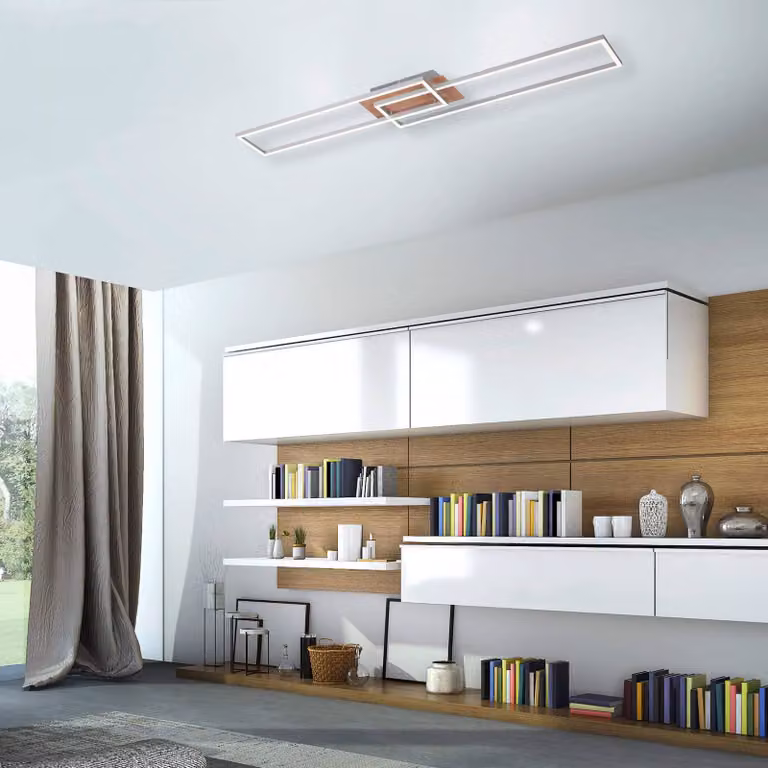JUST LIGHT. GmbH Plafoniera a LED Iven, dimmerabile, Alluminio / Grigio / Zincato, Camera da letto, Acciaio Inox, Moderno, Plafoniera LED