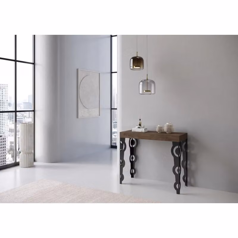 Consolle allungabile Itamoby Karamay Premium con telaio Antracite e finitura Noce, L/P/H: 90 x 40 x 77 cm (estendibile fino a 300 cm) – 2