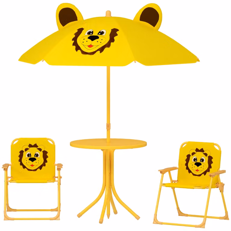 AIYAPLAY Set da giardino per bambini con sedie pieghevoli e ombrellone