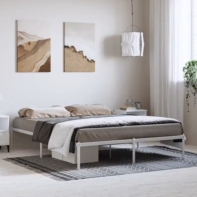 Giroletto-Struttura Letto in Metallo Bianco 150x200 cm