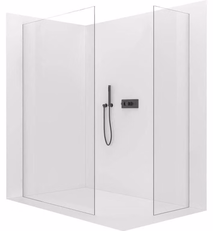 CERANO - Box doccia Walk-in Crystal T L/P - 8 mm - sistema senza montanti - dorato, vetro trasparente - 50x50x200 cm