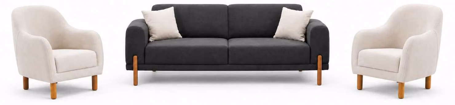 Elegante divano componibile 3 posti + 1 posto + 1 posto, set per soggiorno, 3 pezzi, mobili imbottiti