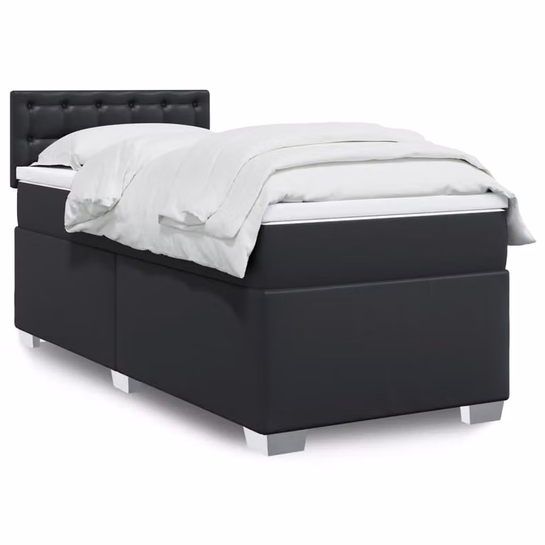vidaXL Giroletto a Molle con Materasso Nero in Similpelle L 80 x P 200 cm