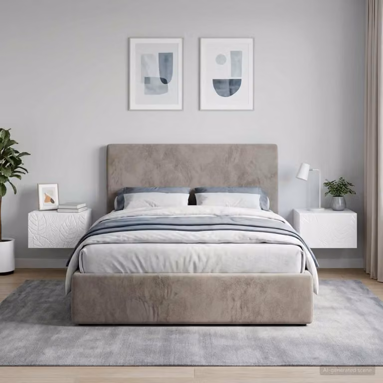 Set di 2 comodini sospesi vidaXL in bianco lucido, L 49 cm x P 34,5 cm x H 20 cm
