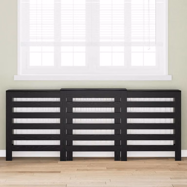 Copertura per radiatori vidaXL in legno MDF Rovere Nero L 205 cm x P 21,5 cm x H 83,5 cm