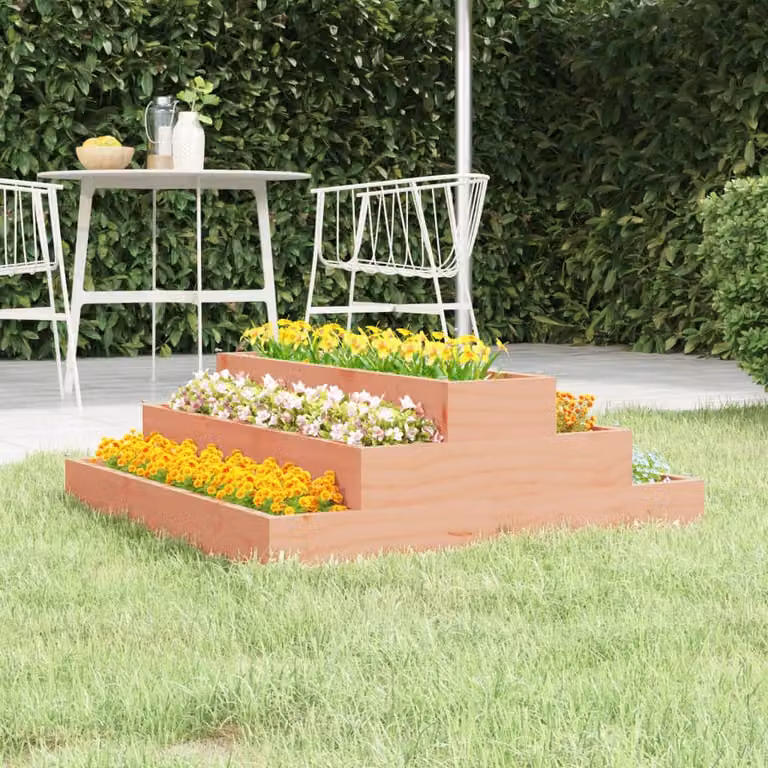Fioriera vidaXL in legno massello di Douglas marrone L: 80 cm, P: 80 cm, H: 27 cm