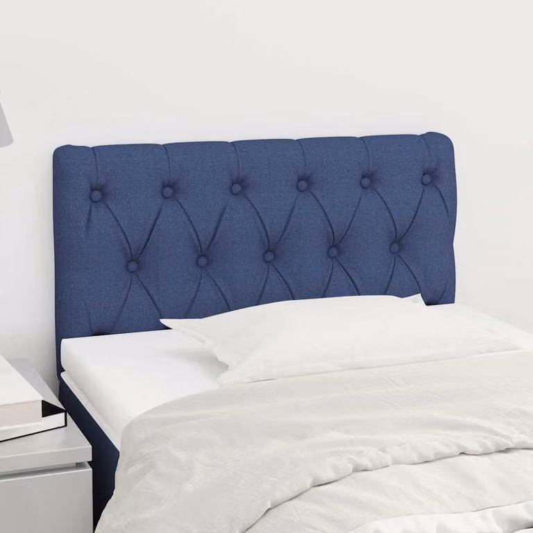 Testiera per letto vidaXL in tessuto blu con struttura in legno e pannello imbottito L: 80 cm, P: 7 cm, H: 78-88 cm