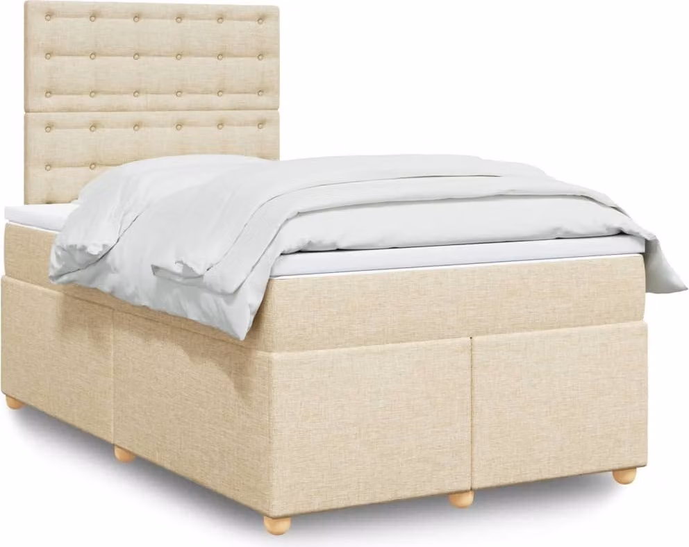 Maison Exclusive - Giroletto a Molle con Materasso Crema 120x190 cm in Tessuto