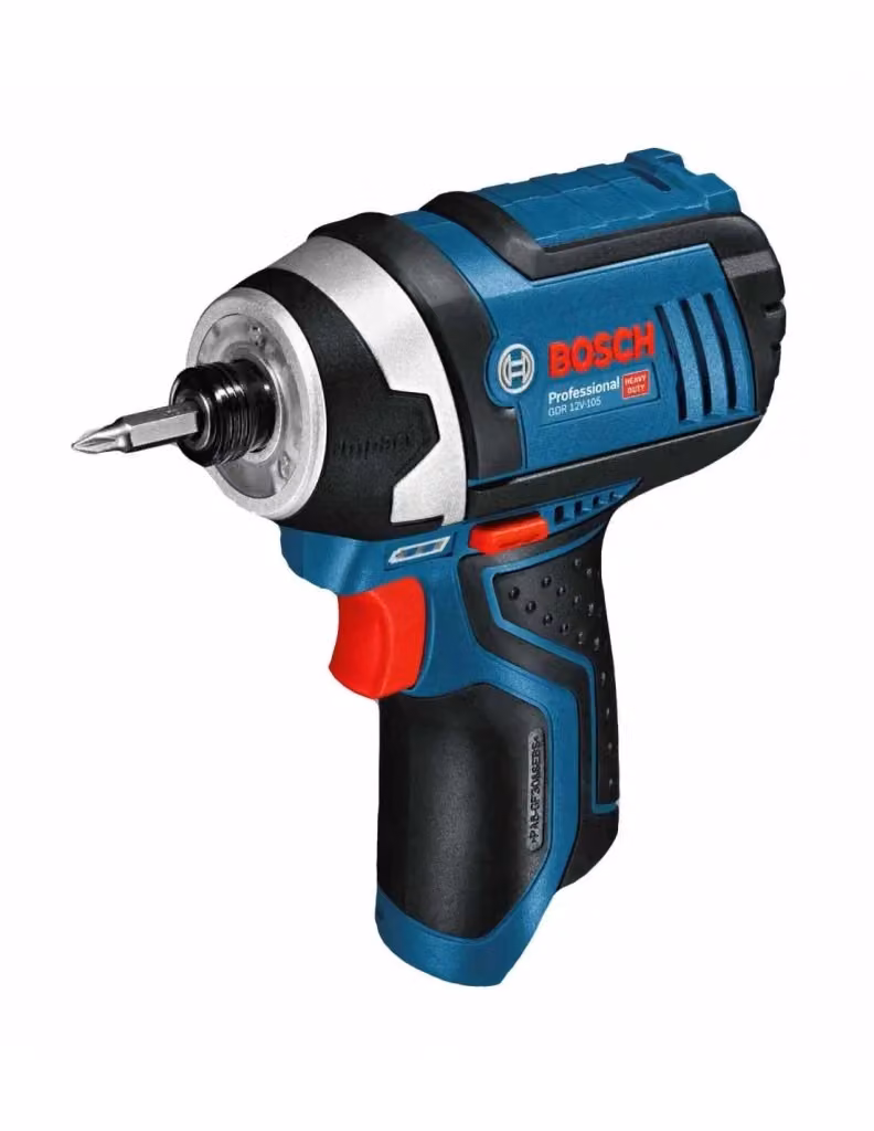 Avvitatore a massa battente Bosch GDR 12V-105 blu con 2 batterie da 2,0 Ah, caricabatterie GAL12V-40 e L-Boxx 102 – 2