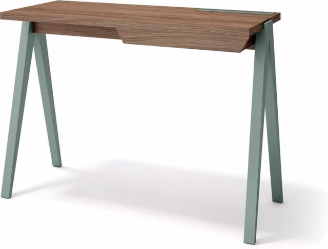 Scrivania Herdasa 1 cassetto effetto noce gambe faggio in verde 75x107x47