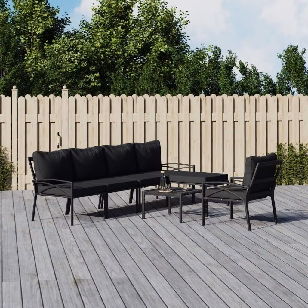 Maison Exclusive - Set da giardino 7 pezzi con cuscini grigi in acciaio