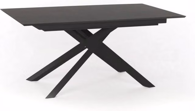Tavolo da pranzo rettangolare allungabile Stones in MDF laminato grigio e metallo nero con struttura a X