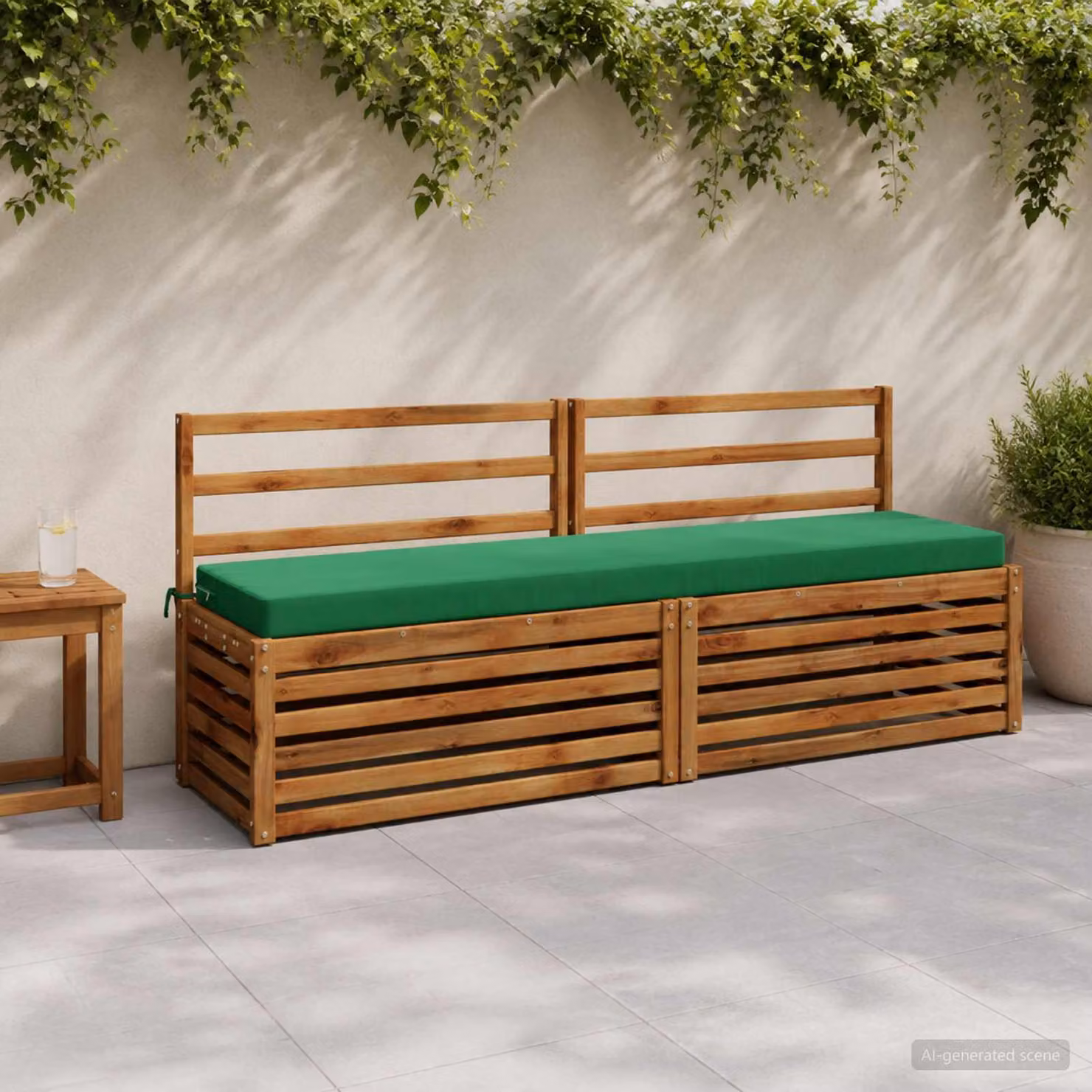 Set di 2 cuscini per panchina vidaXL SOEST in poliestere verde con imbottitura in schiuma e coperture lavabili