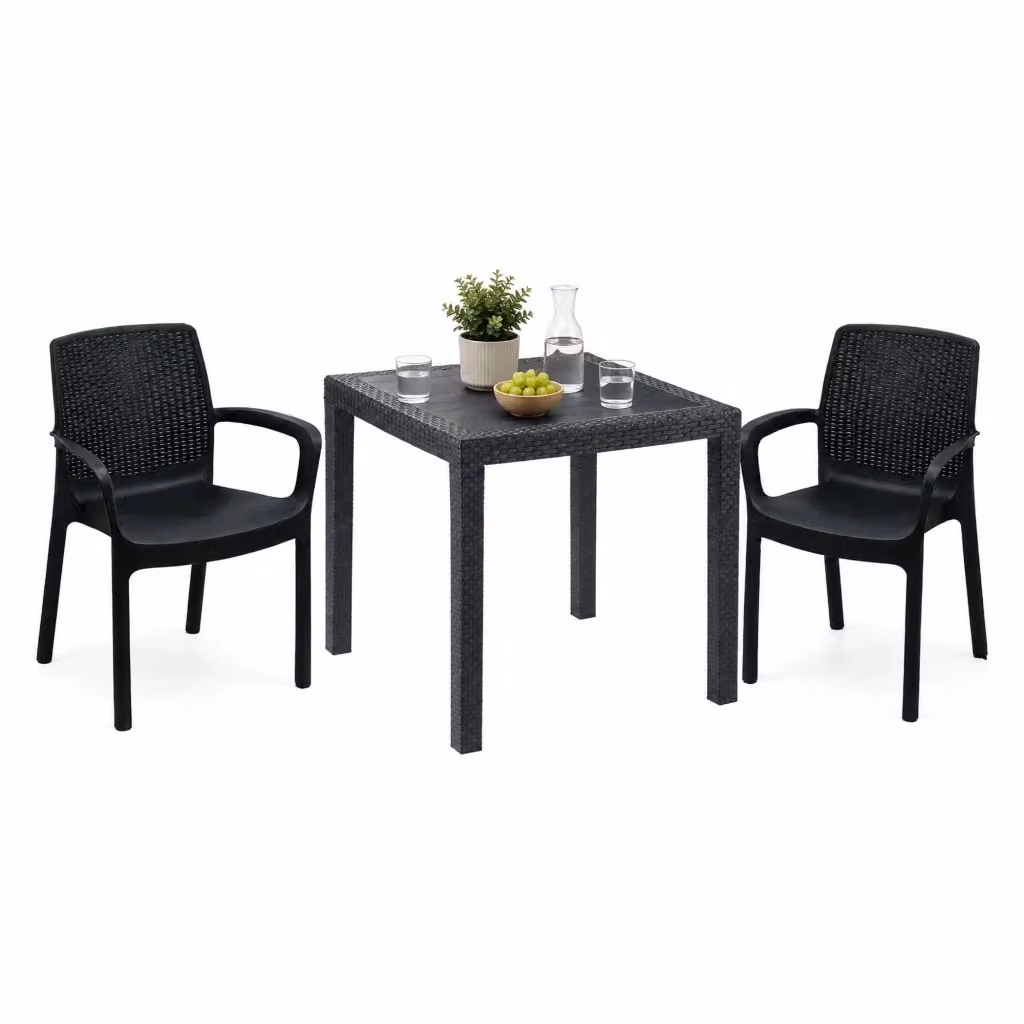 Set Salotto da Esterno Matali DMORA con Divano 2 Posti e Tavolino, Nero Antracite – 2