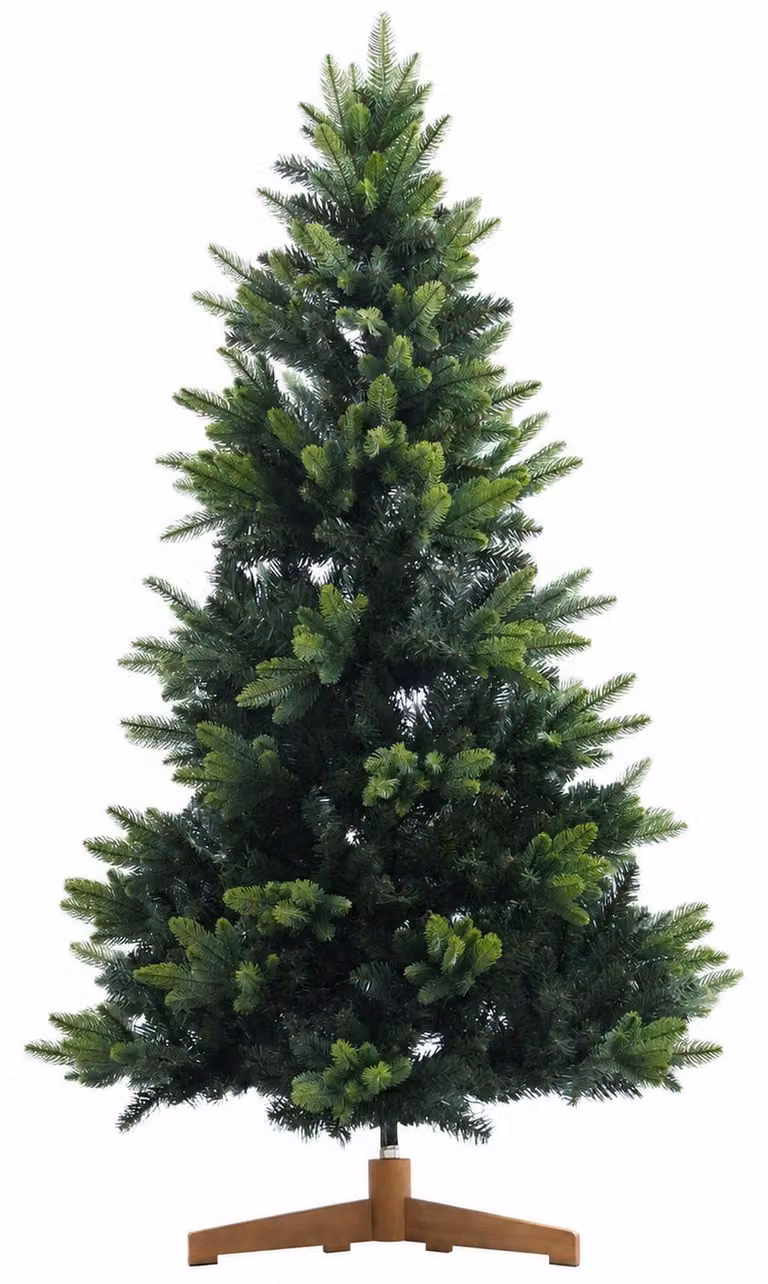 Albero di Natale artificiale Zelsius, 220 cm, abete artificiale con supporto in legno, aspetto naturale